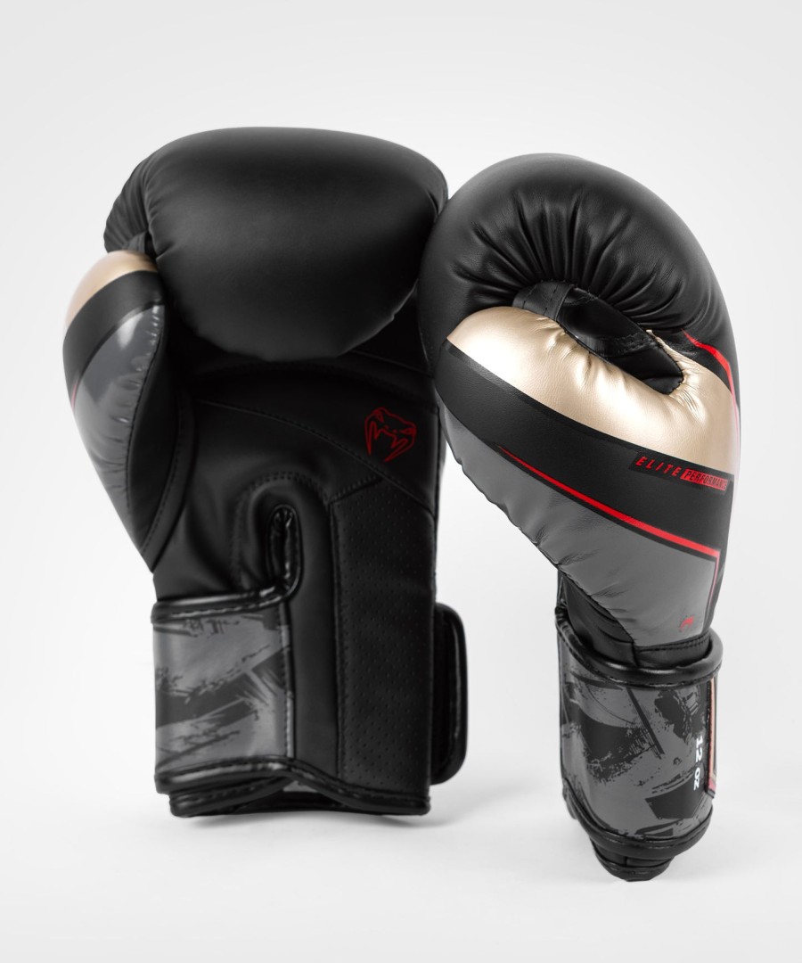 boxerské rukavice venum elite evo - černézlatéčervené