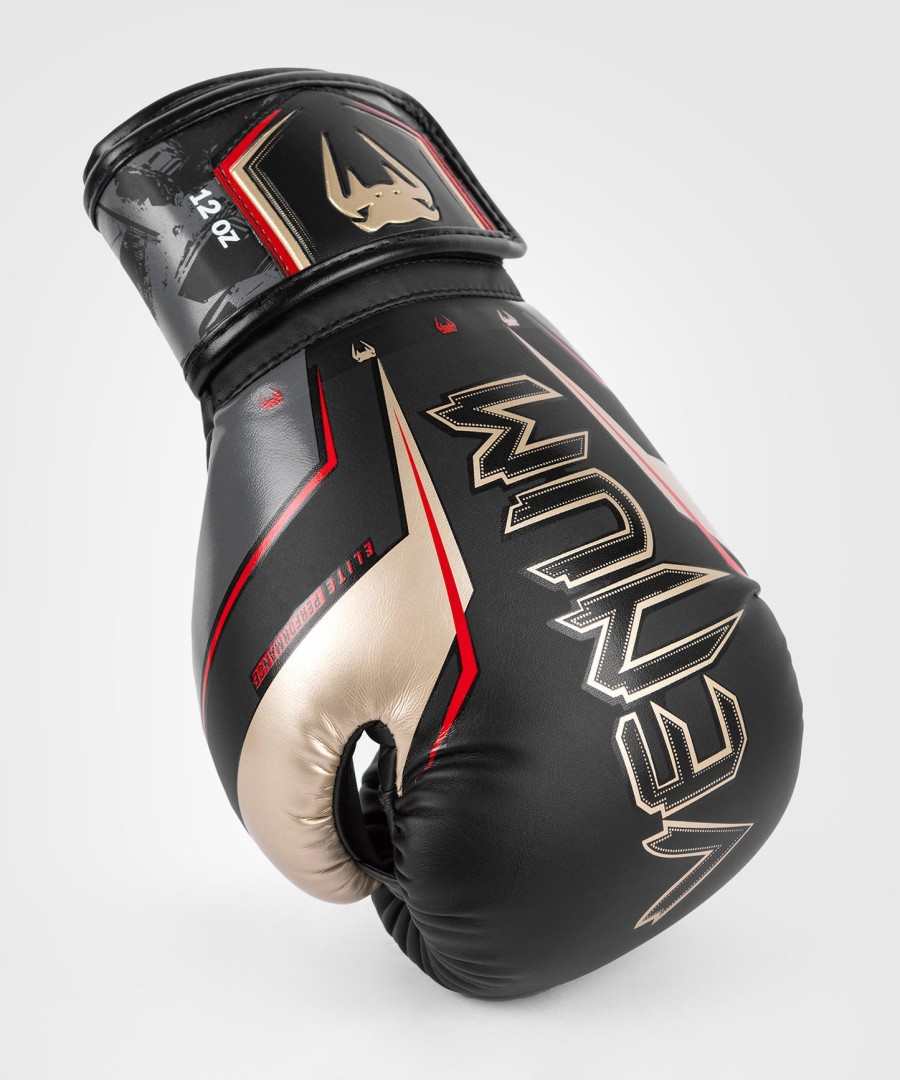 boxerské rukavice venum elite evo - černézlatéčervené