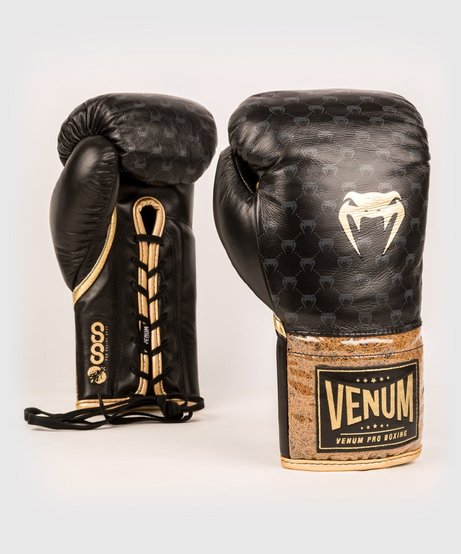 boxerské rukavice venum coco monogram pro se šněrováním - intenzivně černé