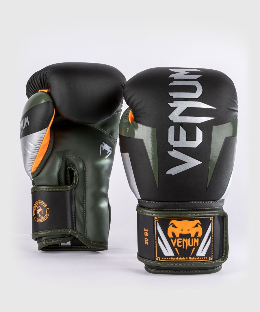 boxerské rukavice venum elite - černéstříbrnékaki