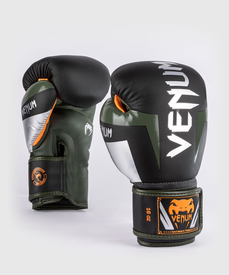 boxerské rukavice venum elite - černéstříbrnékaki