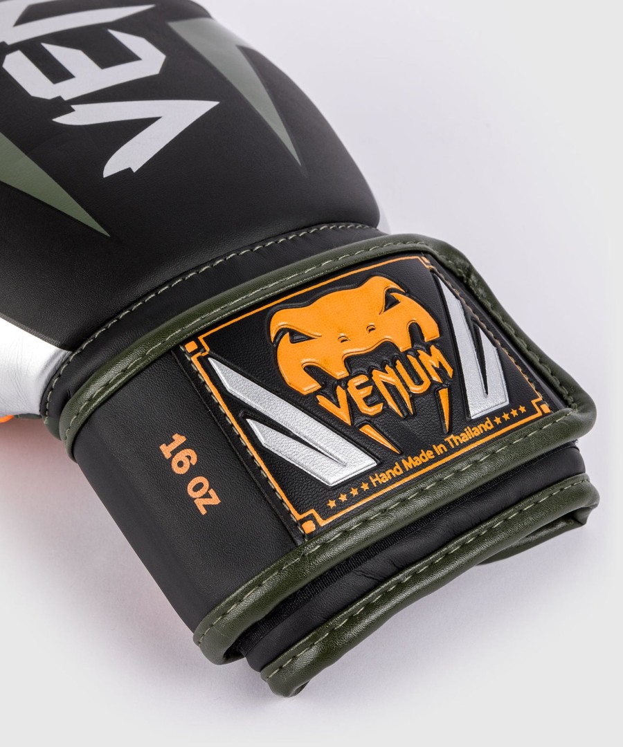 boxerské rukavice venum elite - černéstříbrnékaki