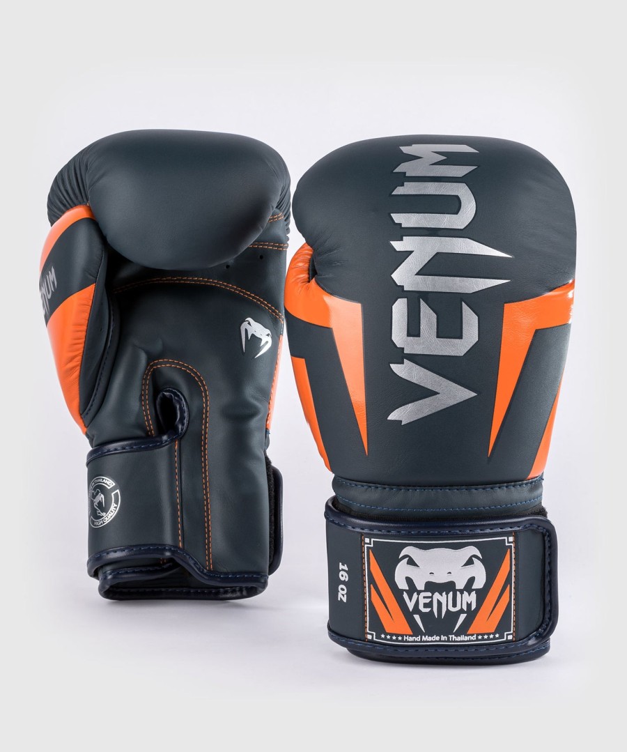 boxerské rukavice venum elite - tmavě modréstříbrnéoranžové