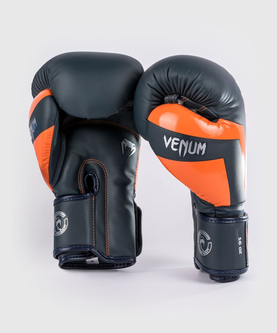 boxerské rukavice venum elite - tmavě modréstříbrnéoranžové