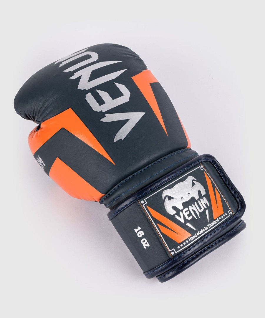 boxerské rukavice venum elite - tmavě modréstříbrnéoranžové
