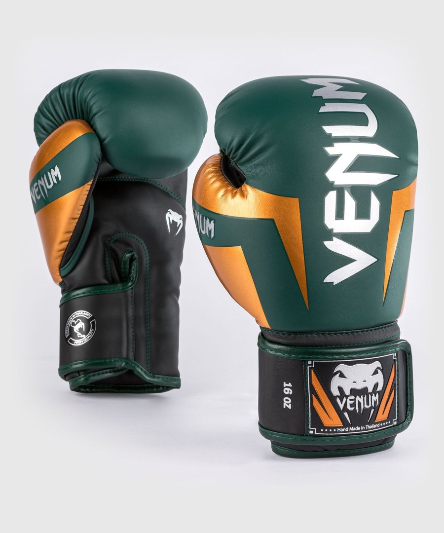boxerské rukavice venum elite - zelenébronzovéstříbrné