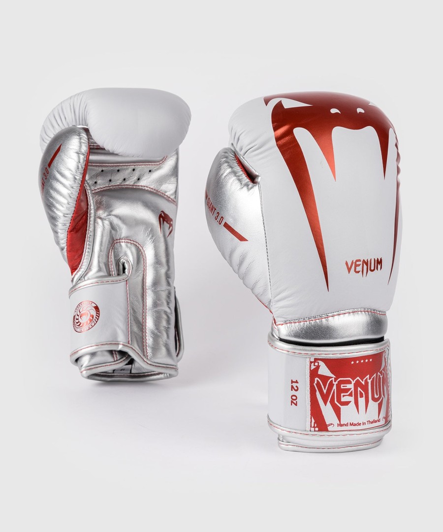 boxerské rukavice venum giant 3.0 - červeno-stříbrné - speciální edice