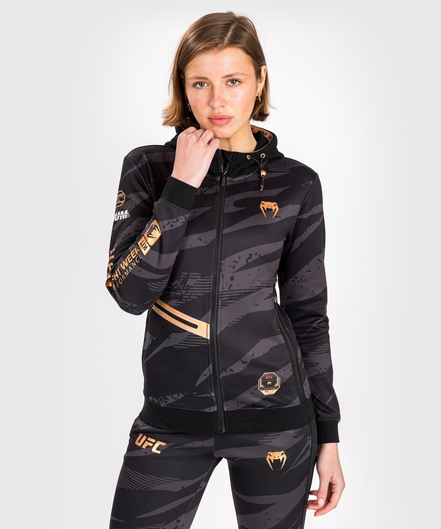 dámská mikina s kapucí ufc adrenaline by venum fight week na zip - urban camo