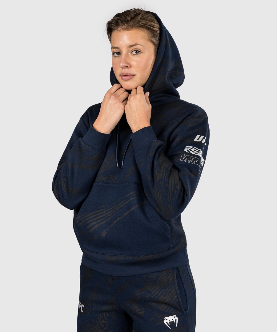 dámská mikina s kapucí ufc fusion by venum fight week - oceánská modrá