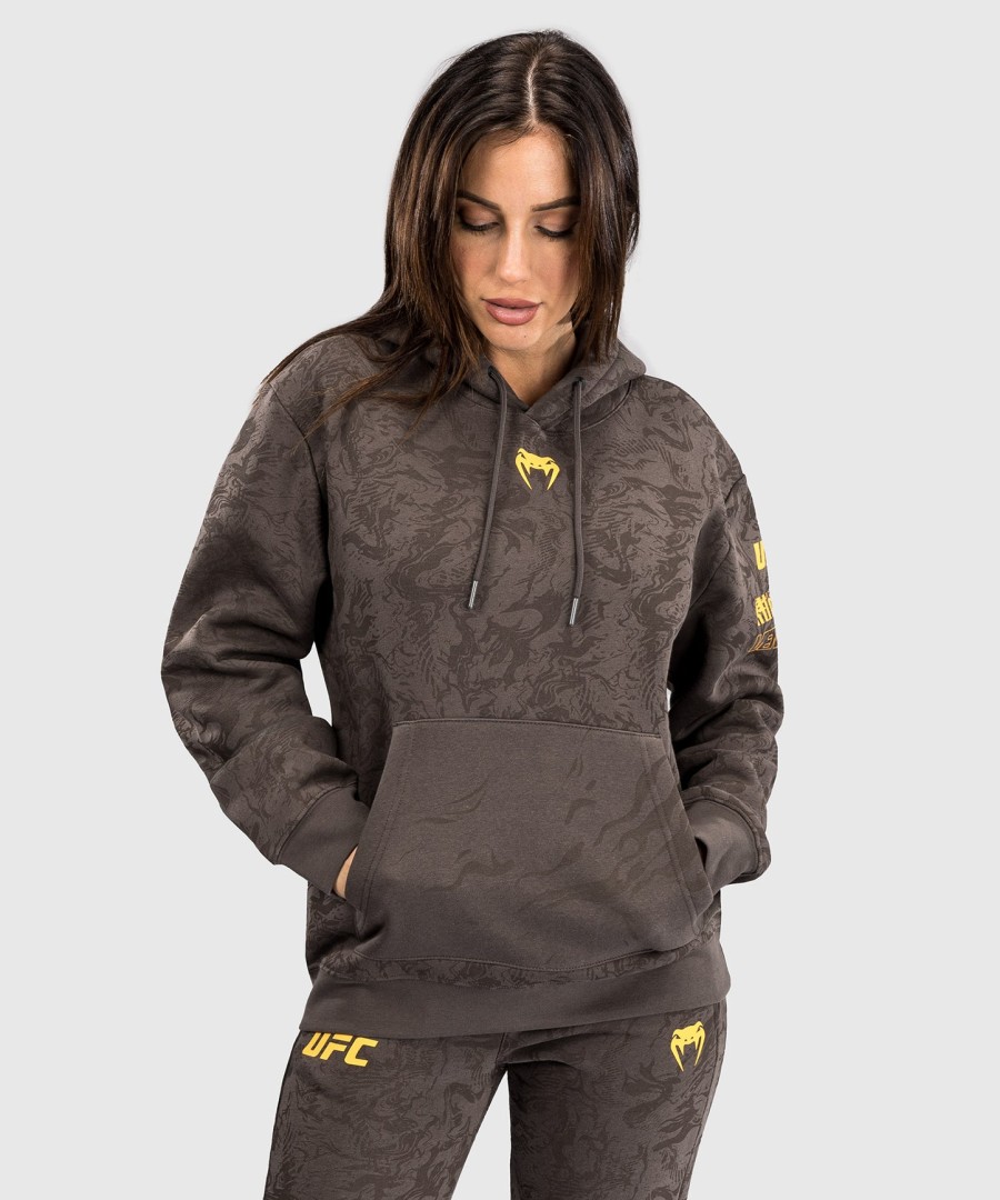 dámská mikina s kapucí ufc fusion by venum fight week - earthen brown