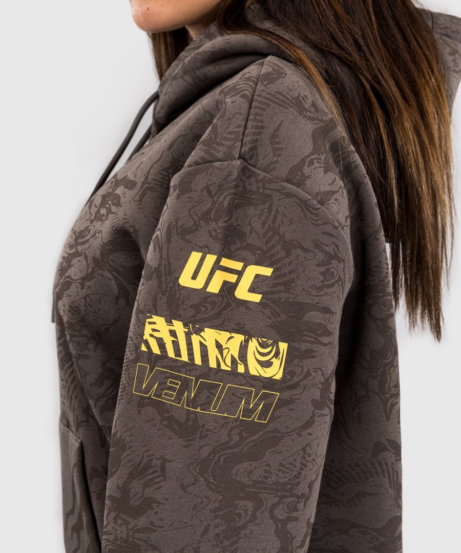dámská mikina s kapucí ufc fusion by venum fight week - earthen brown