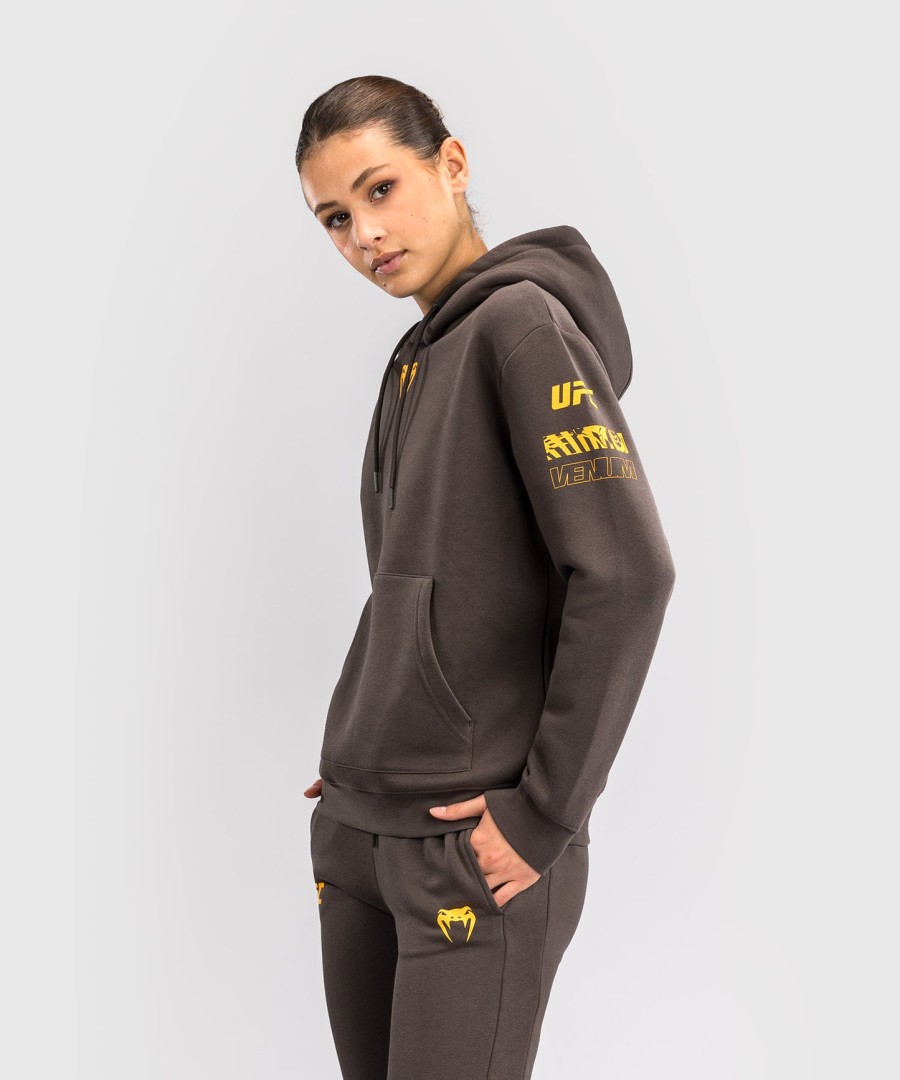 dámská mikina s kapucí ufc fusion by venum fight week - solid earth brown
