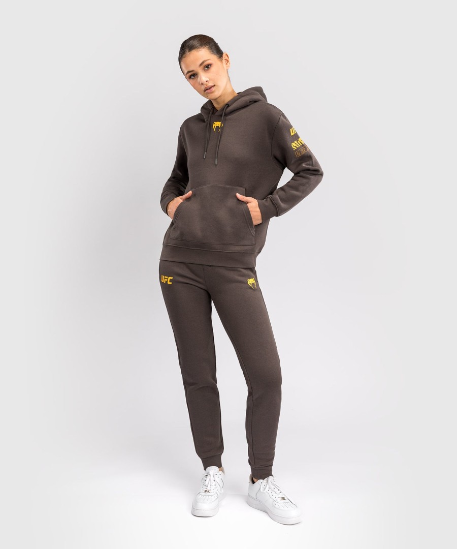dámská mikina s kapucí ufc fusion by venum fight week - solid earth brown