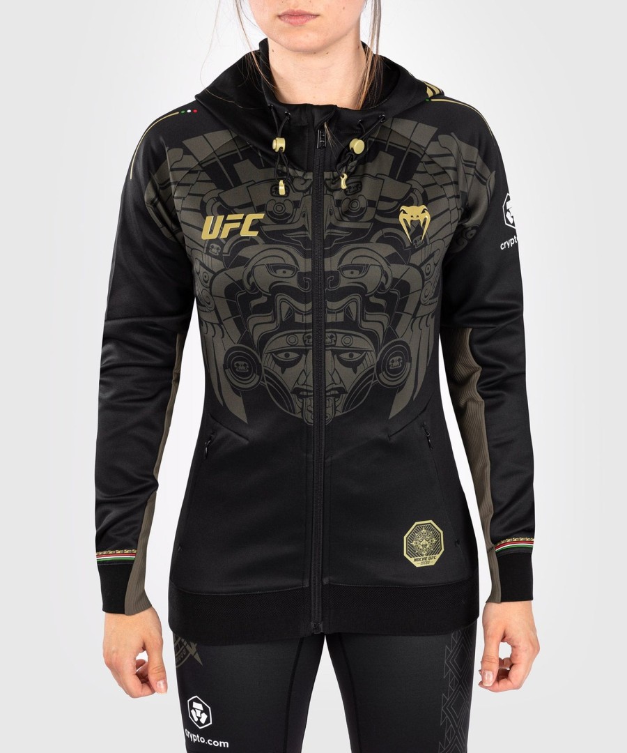 dámská mikina s kapucí noche ufc by venum authentic fight night walkout - černá