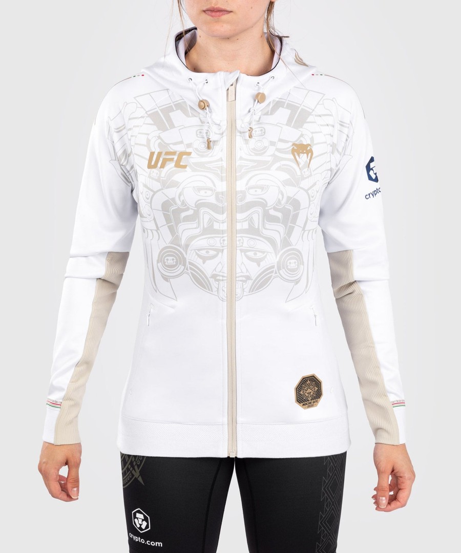 dámská mikina s kapucí noche ufc by venum authentic fight night walkout - bílá