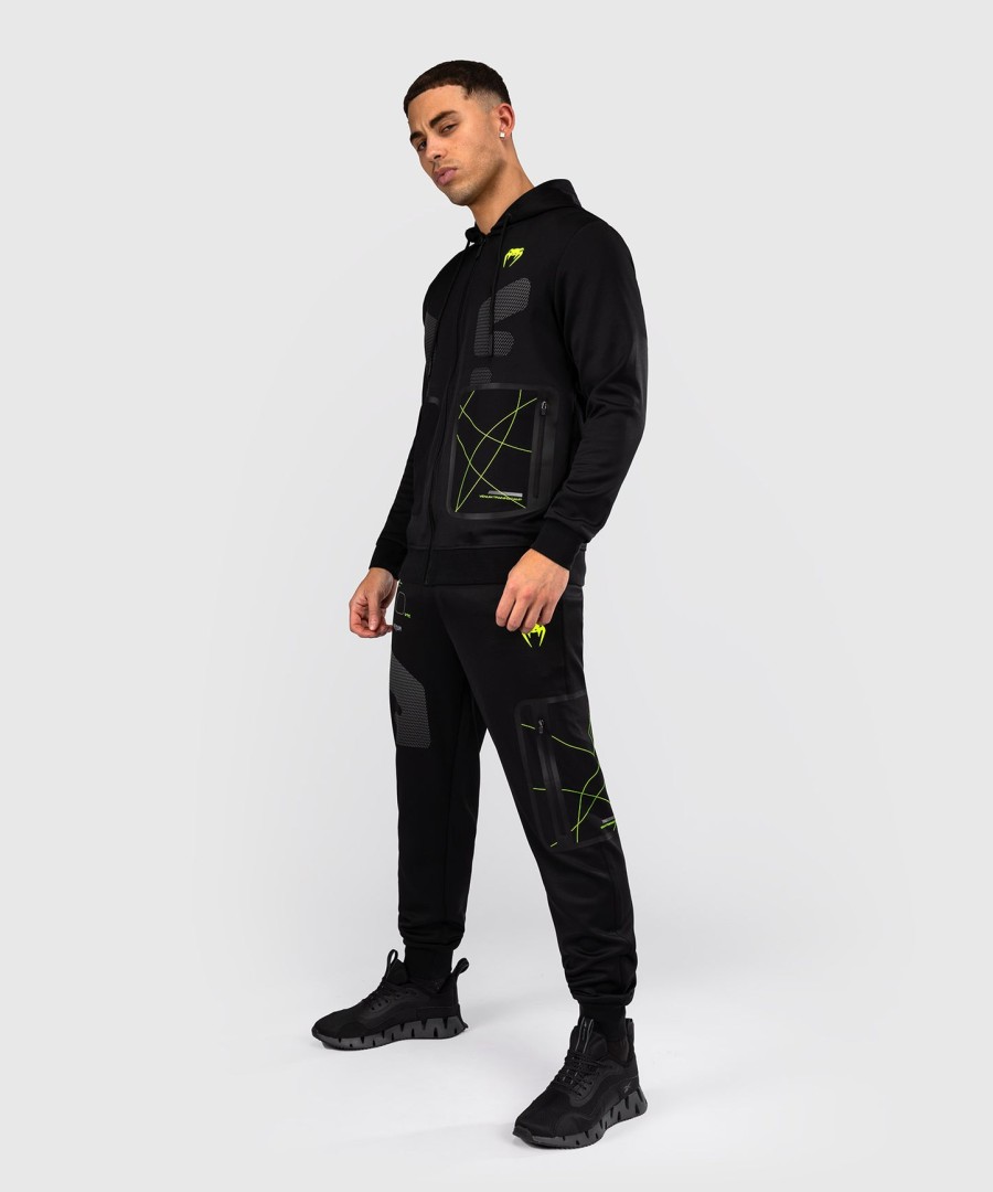 mikina s kapucí venum training camp 4.0 full zip - černáneonově zelená
