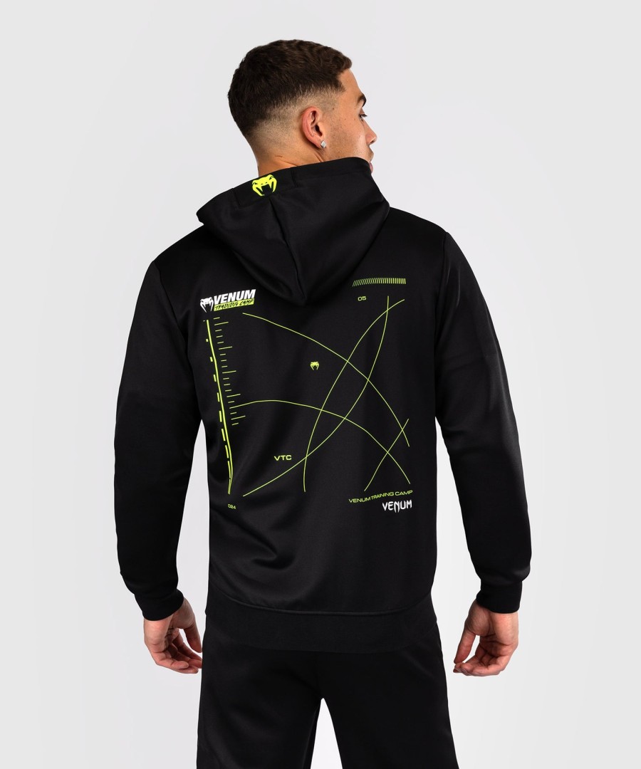 mikina s kapucí venum training camp 4.0 full zip - černáneonově zelená
