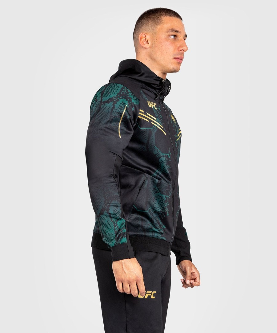 pánská mikina s kapucí ufc adrenaline by venum authentic fight night walkout - emerald edition - zelenáčernázlatá