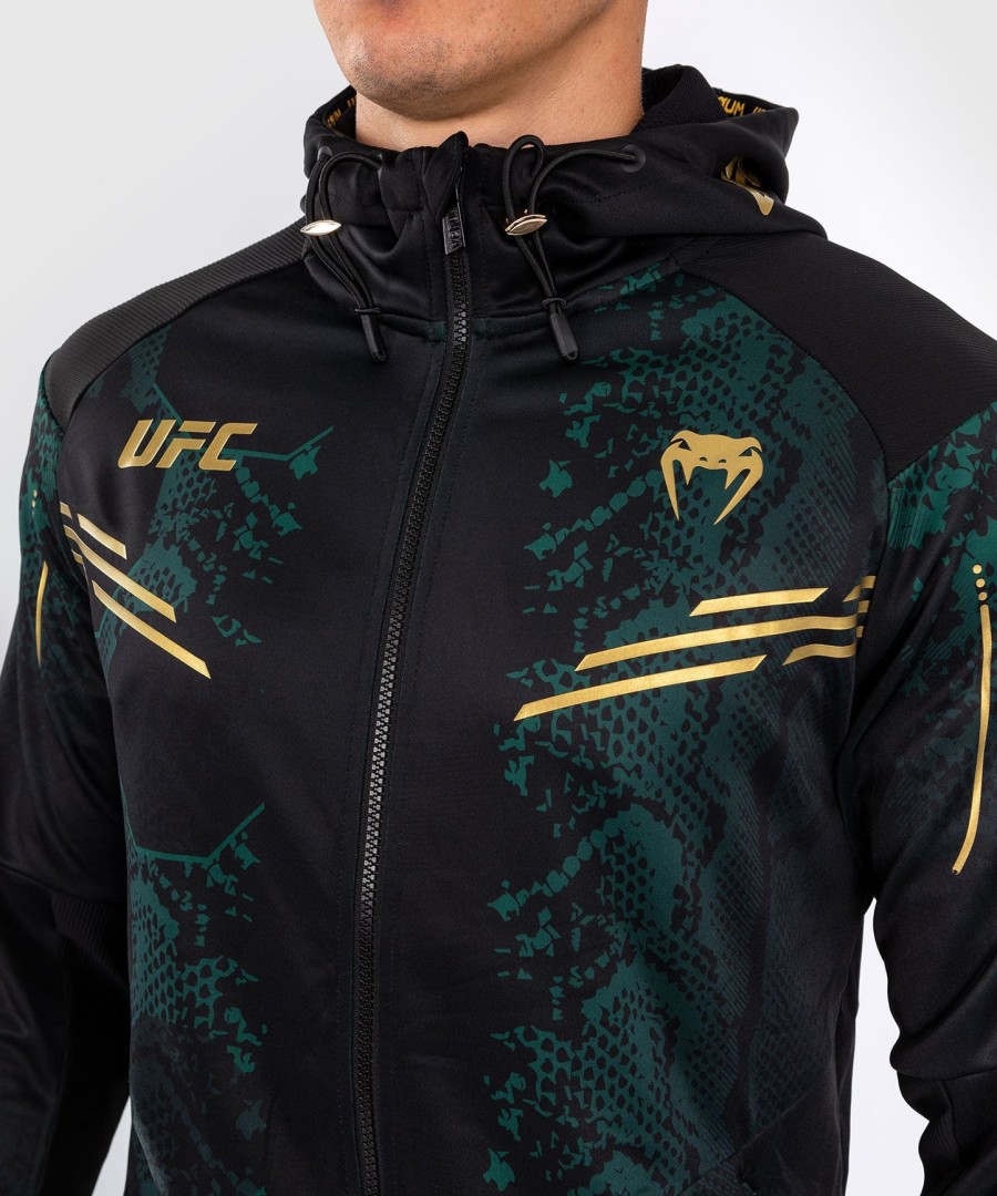 pánská mikina s kapucí ufc adrenaline by venum authentic fight night walkout - emerald edition - zelenáčernázlatá