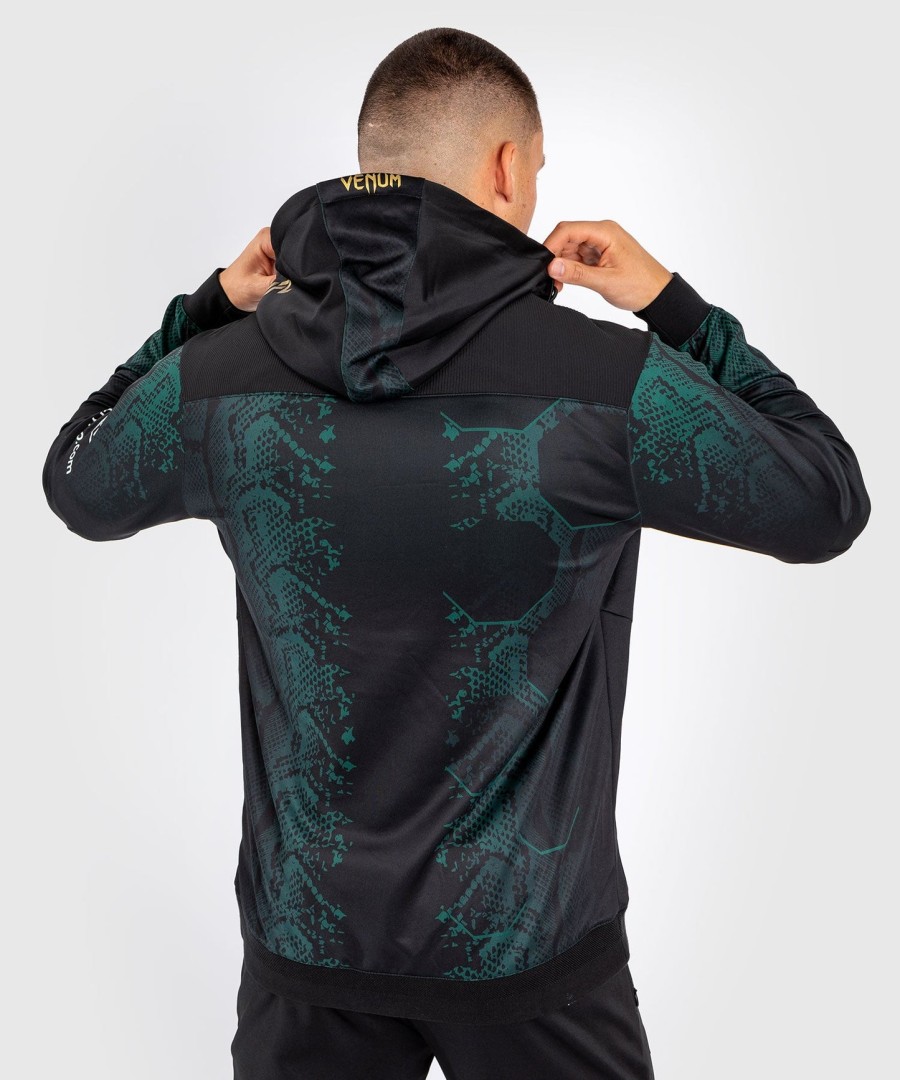 pánská mikina s kapucí ufc adrenaline by venum authentic fight night walkout - emerald edition - zelenáčernázlatá