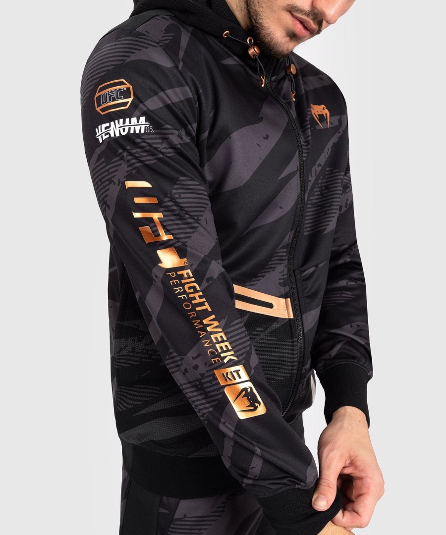 pánská mikina s kapucí ufc adrenaline by venum fight week na zip - urban camo