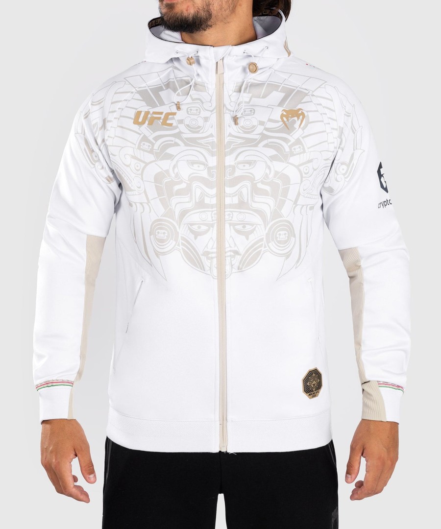 pánská mikina s kapucí noche ufc by venum authentic fight night walkout - bílá