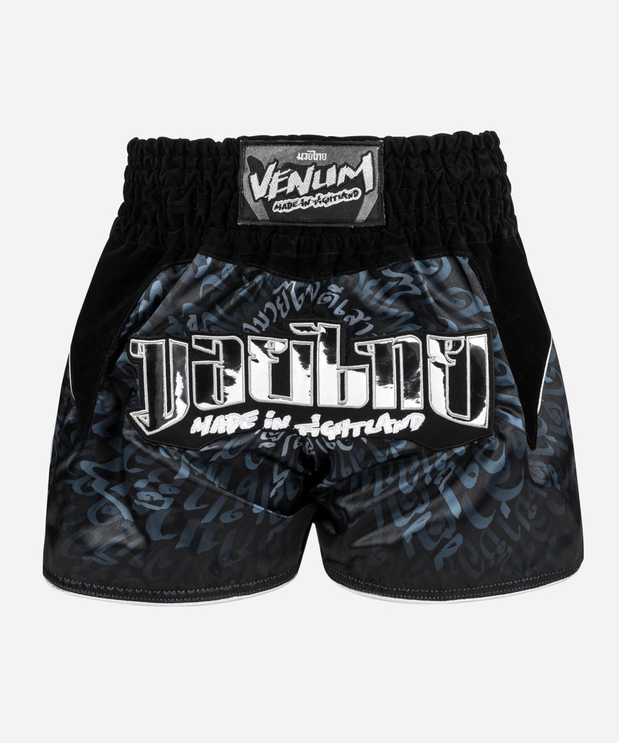 kraťasy venum attack muay thai - černo-stříbrné