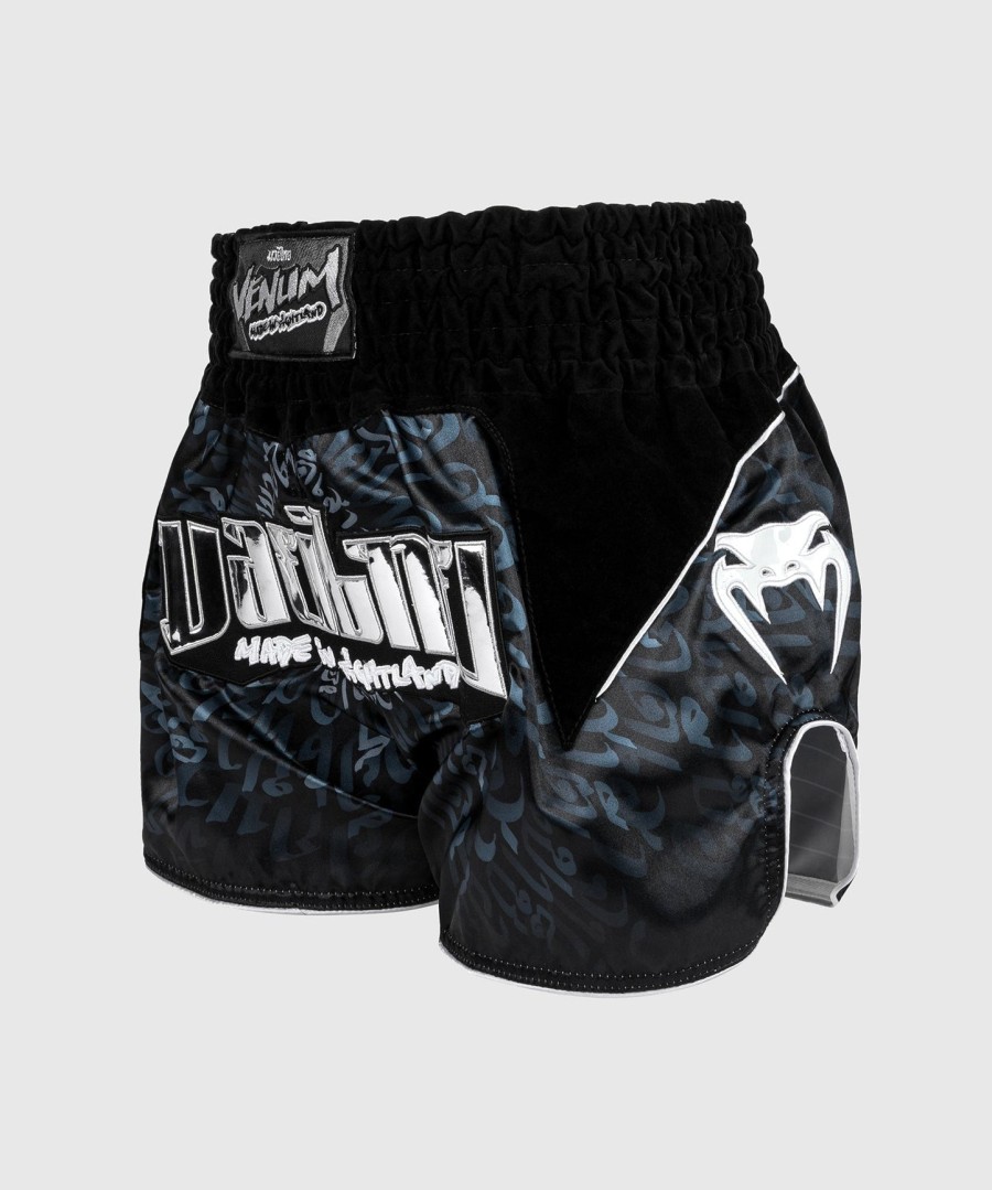 kraťasy venum attack muay thai - černo-stříbrné