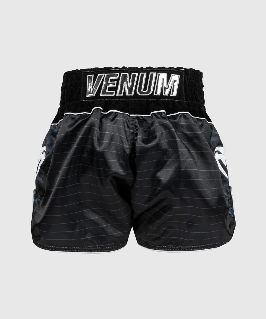 kraťasy venum attack muay thai - černo-stříbrné