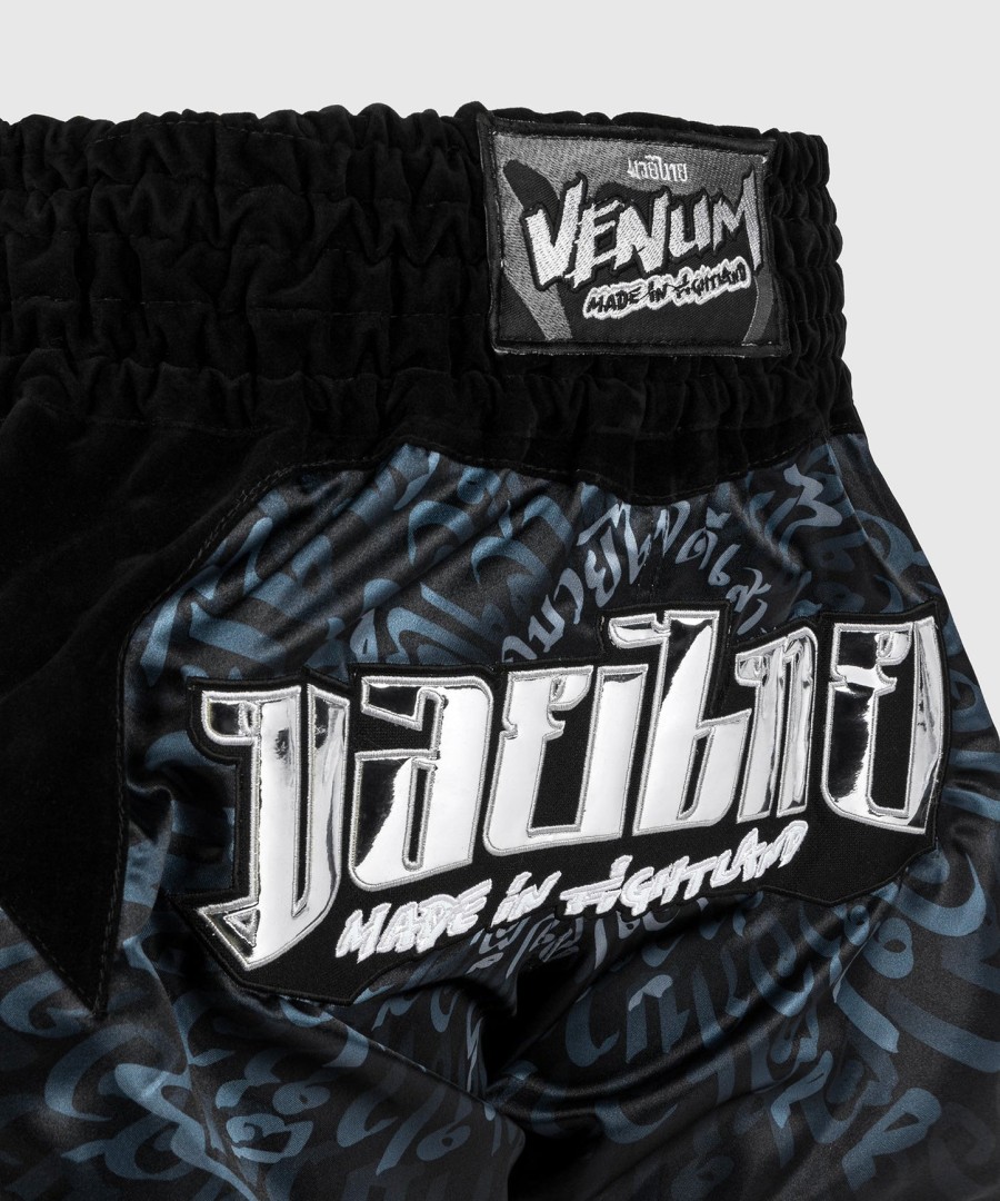 kraťasy venum attack muay thai - černo-stříbrné