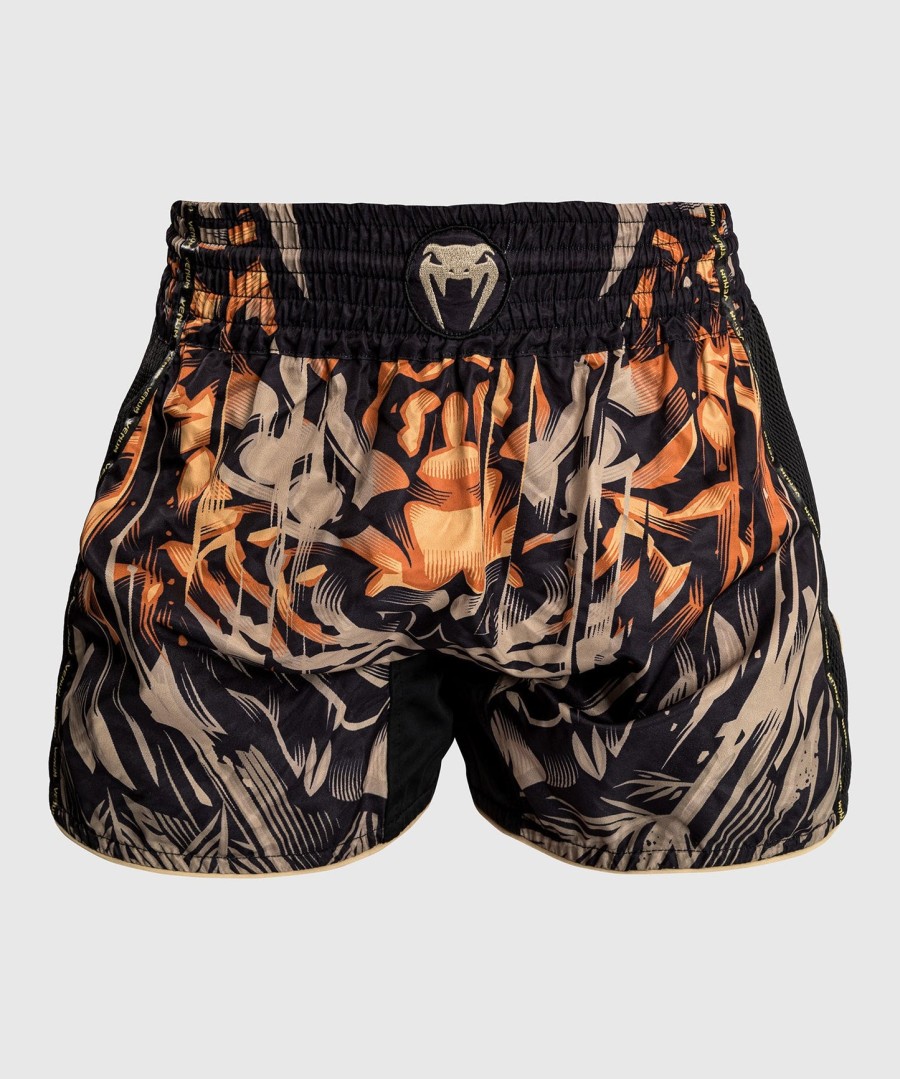 kraťasy venum tiger muay thai - černo-neonovo oranžové