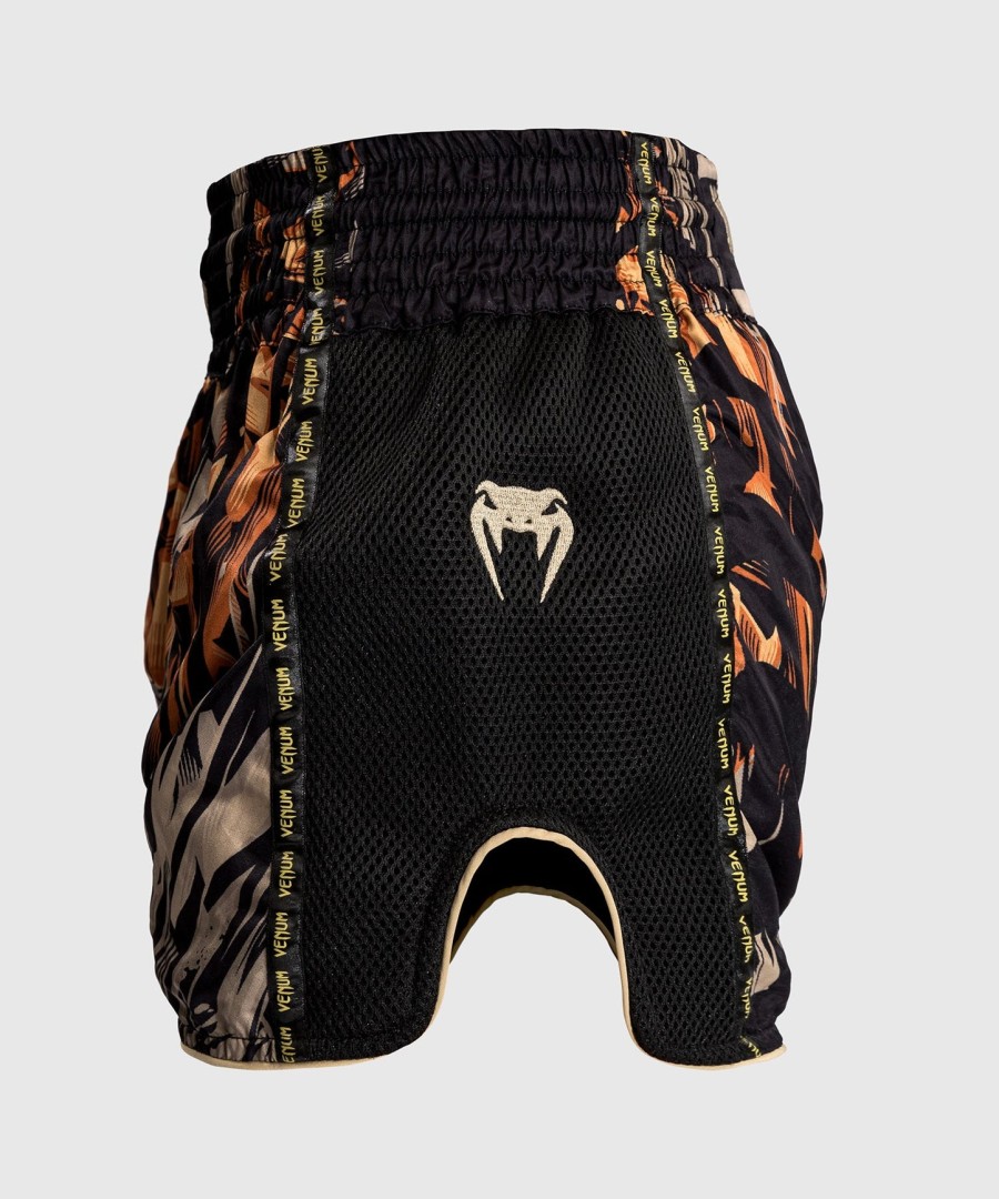 kraťasy venum tiger muay thai - černo-neonovo oranžové
