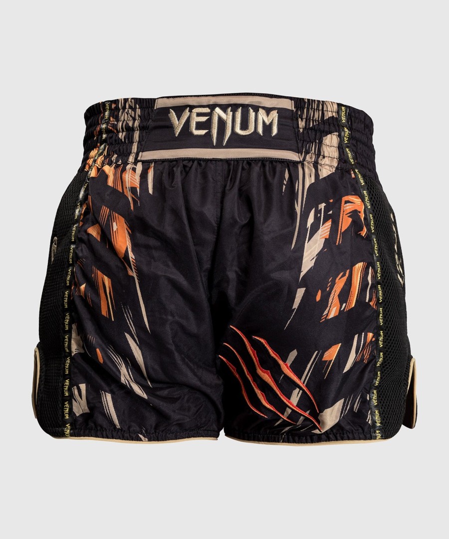 kraťasy venum tiger muay thai - černo-neonovo oranžové