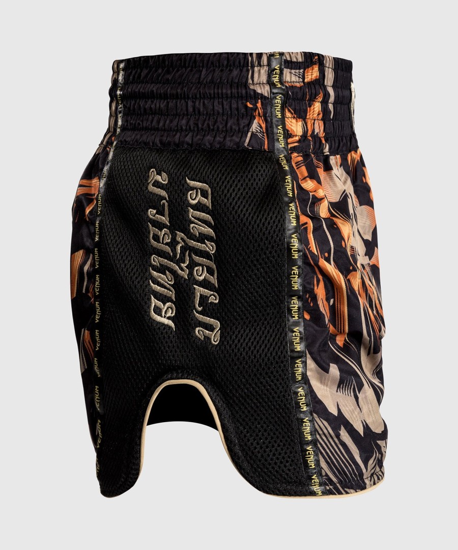 kraťasy venum tiger muay thai - černo-neonovo oranžové