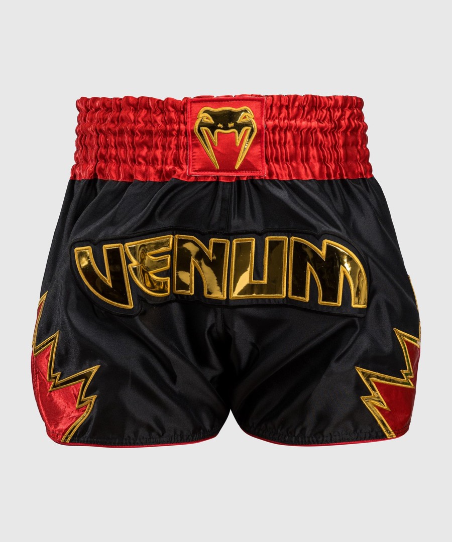 kraťasy venum inferno muay thai - černézlatéčervené