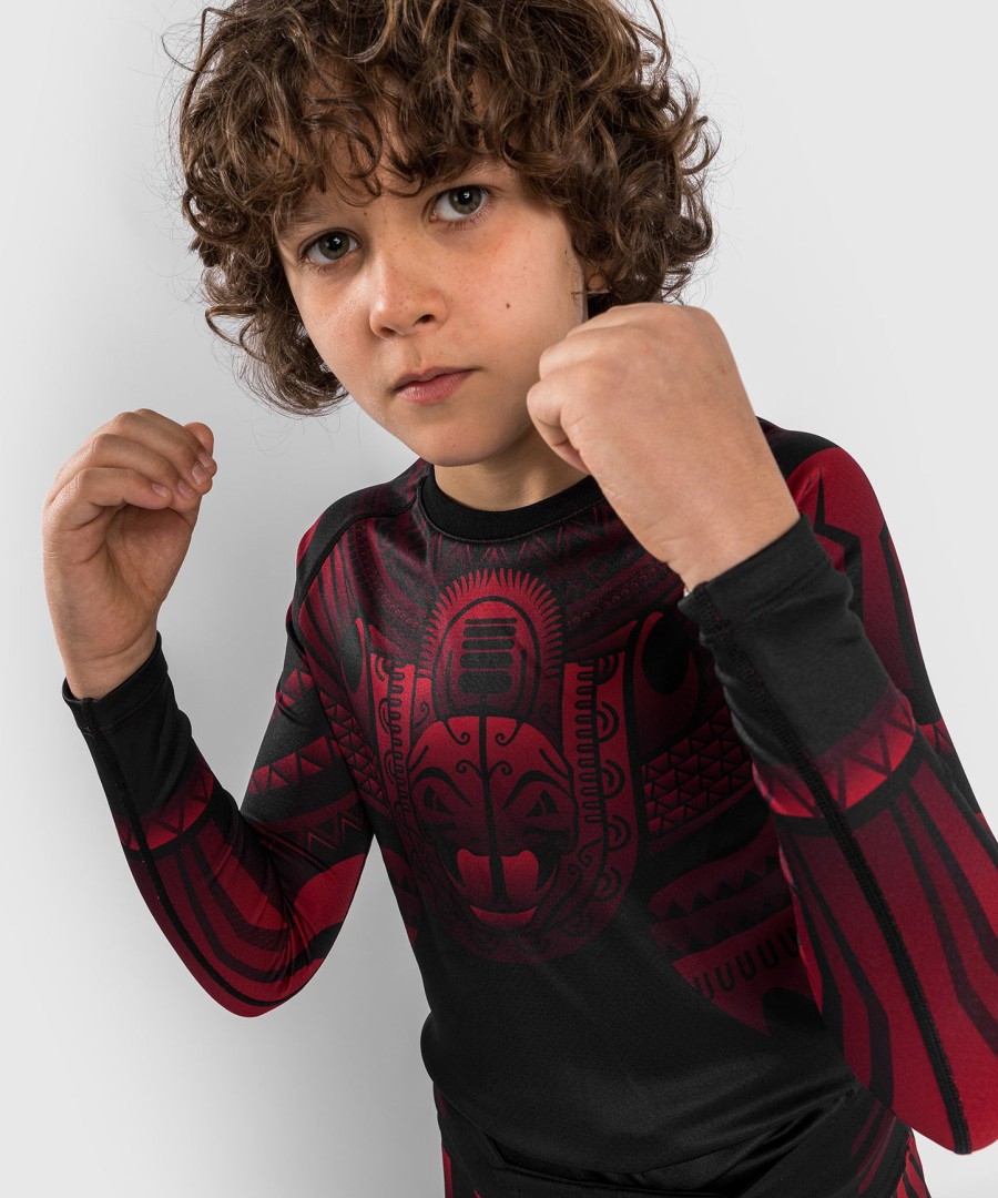 dětský rashguard venum nakahi s dlouhým rukávem - černo-červený