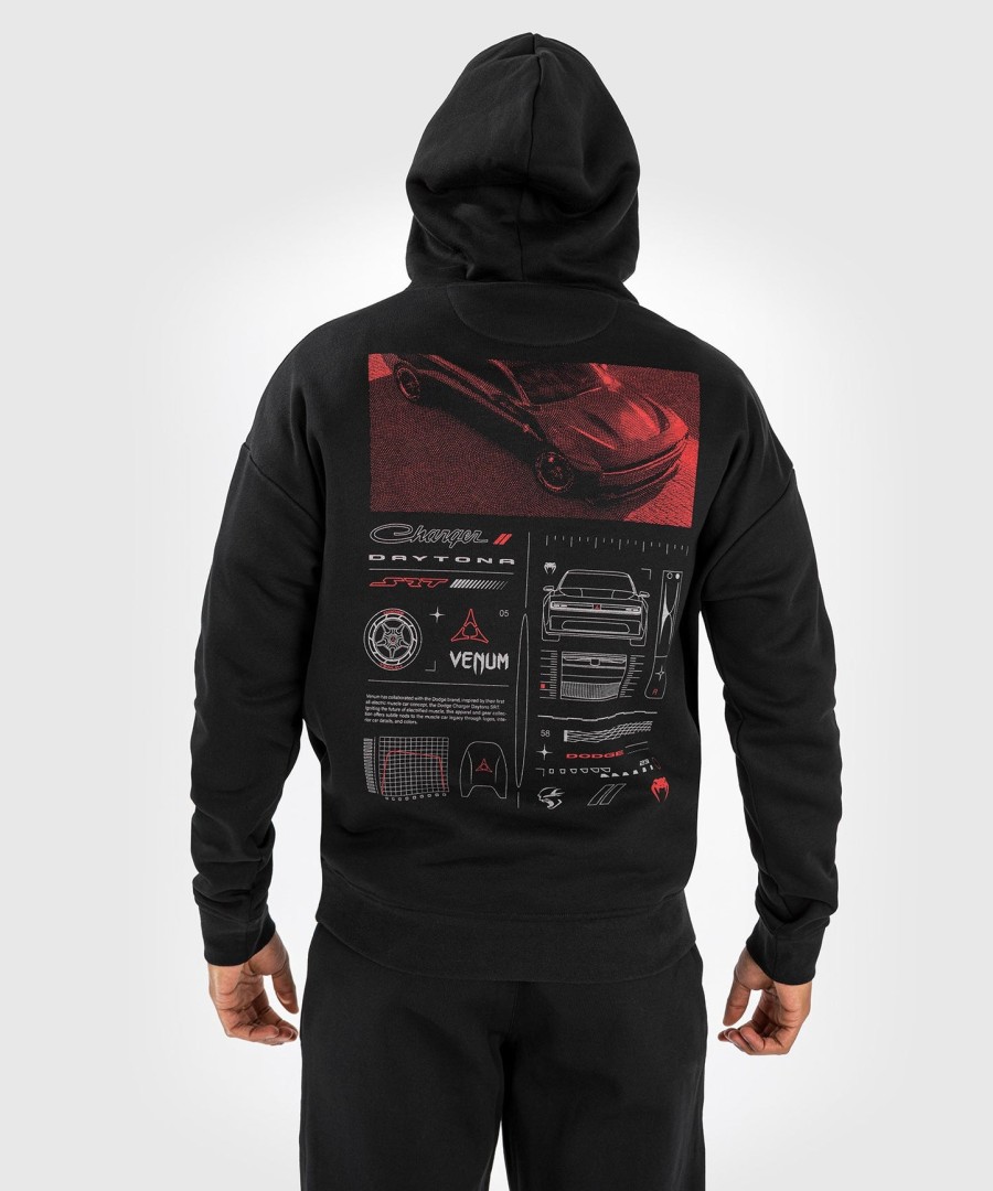 unisex mikina s kapucí venum x dodge banshee s potiskem - černá