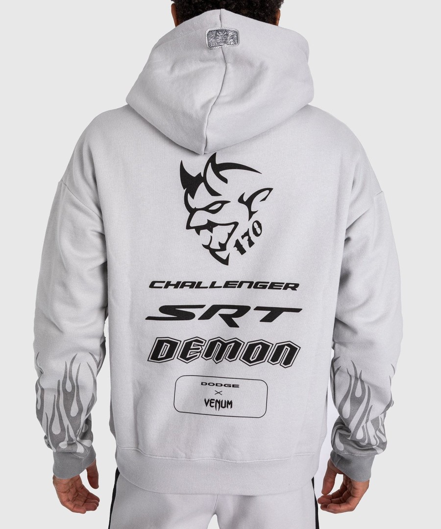 mikina s kapucí venum x dodge demon 170 - šedá