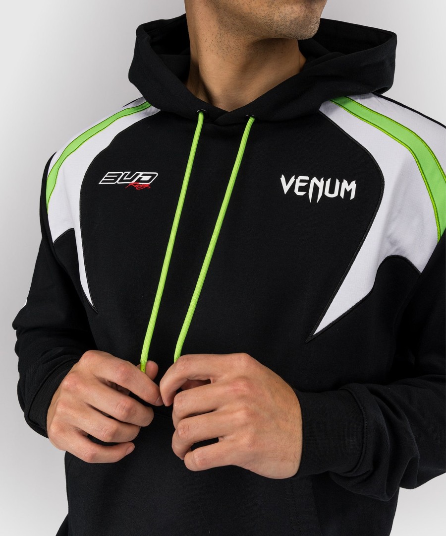 pánská mikina s kapucí venum x bud racing - černábílálimetkově zelená