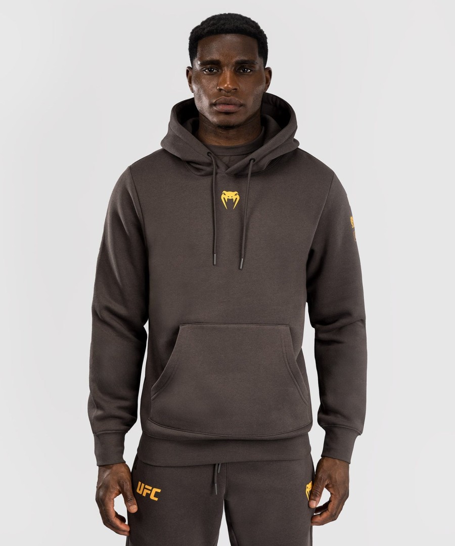 pánská mikina s kapucí ufc fusion by venum fight week - solid earth brown