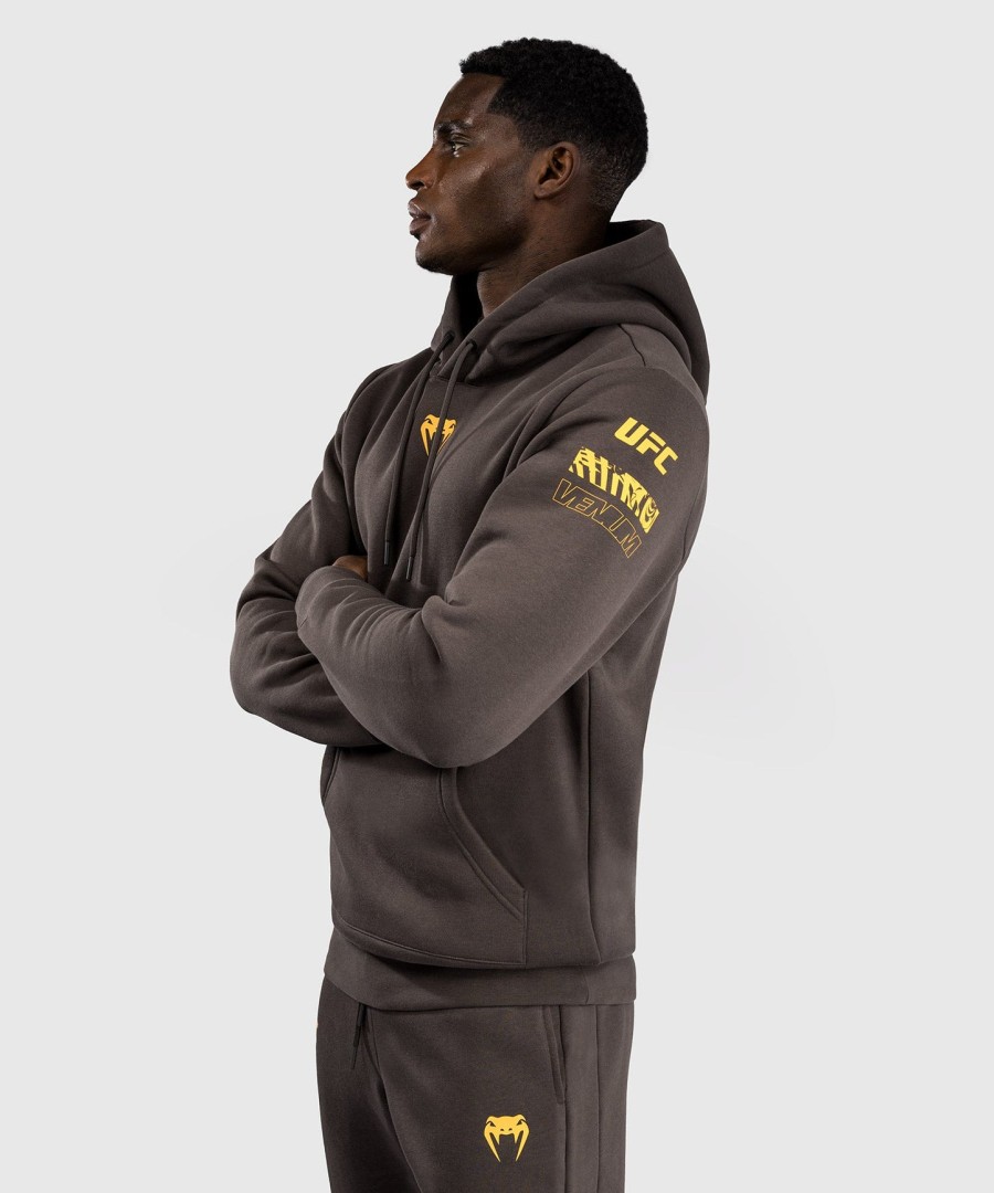pánská mikina s kapucí ufc fusion by venum fight week - solid earth brown