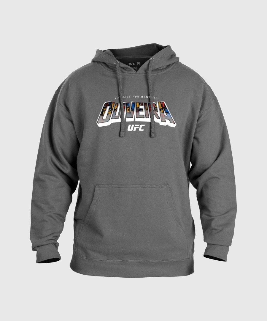 pánská mikina s kapucí ufc unrival by venum heather grey charles oliveira