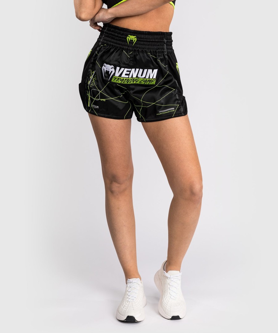 kraťasy venum training camp 4.0 muay thai - černéneonově zelené
