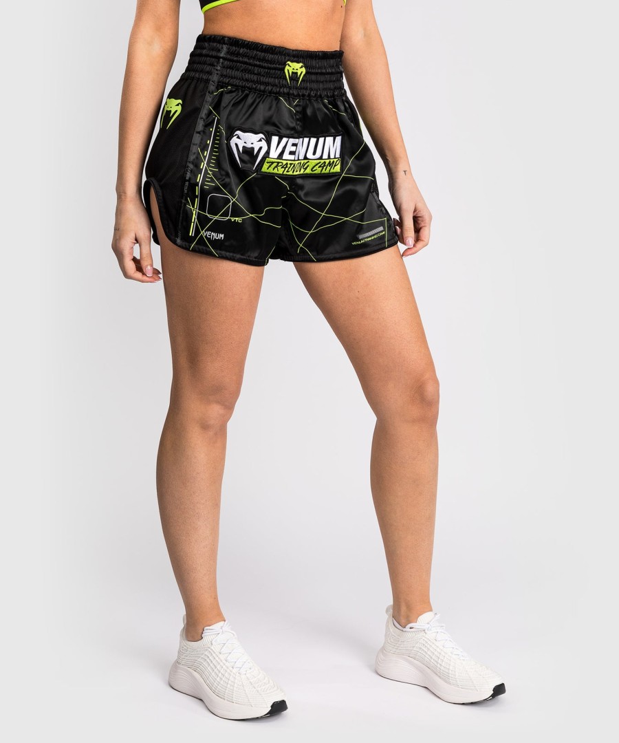 kraťasy venum training camp 4.0 muay thai - černéneonově zelené